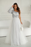 Elegant One-Shoulder Shimmering Lace Prom Dress