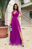 Graceful Long Dress with Delicate Neckline & Cutout Leg