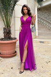 Graceful Long Dress with Delicate Neckline & Cutout Leg