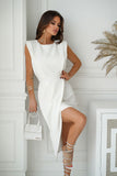Elegant Fitted Dress with Exposed Back and Asymmetrical Skirt