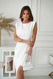 Elegant Fitted Dress with Exposed Back and Asymmetrical Skirt