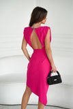 Elegant Fitted Dress with Exposed Back and Asymmetrical Skirt