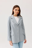 Elegant Herringbone Blazer with Button Closure and Pockets