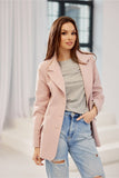Classic Herringbone Blazer with Button Closure and Pockets