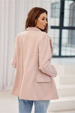 Classic Herringbone Blazer with Button Closure and Pockets