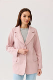 Classic Herringbone Blazer with Button Closure and Pockets