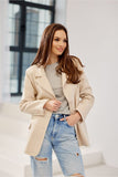 Classic Herringbone Blazer with Button Closure and Pockets