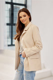 Classic Herringbone Blazer with Button Closure and Pockets