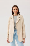 Classic Herringbone Blazer with Button Closure and Pockets
