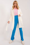 Stylish Unbuttoned Cardigan with Tie Belt and Pockets