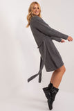 Stylish Tie-Belt Cardigan with Long Sleeves and Pockets