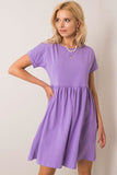 Everyday Flared Dress with Short Sleeves and Round Neckline