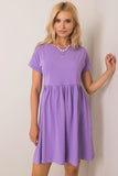 Everyday Flared Dress with Short Sleeves and Round Neckline