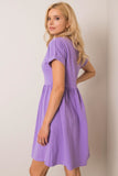 Everyday Flared Dress with Short Sleeves and Round Neckline