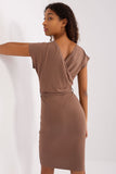 Elegant Summer Pencil Dress with Tie Belt and Short Sleeves