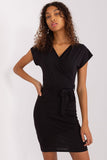 Elegant Pencil Summer Dress with Tie Belt and Short Sleeves