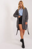 Stylish Tie-Belt Cardigan with Long Sleeves and Pockets