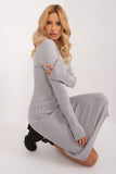 Ribbed Midi Dress with Elegant Pencil Cut and Long Sleeves