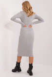 Ribbed Midi Dress with Elegant Pencil Cut and Long Sleeves