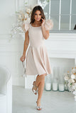 Elegant Dress with Unique Shoulder Buffets and Zipper