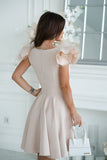 Elegant Dress with Unique Shoulder Buffets and Zipper