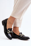 Elegant Women's Leather Moccasins with Gold Accent