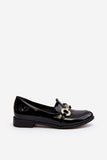 Elegant Women's Leather Moccasins with Gold Accent