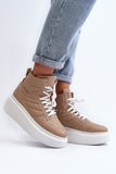 Stylish Women's Leather Sports Shoes with Platform Sole