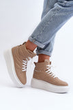 Stylish Women's Leather Sports Shoes with Platform Sole