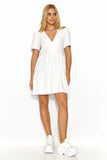 Lightweight Airy Short Dress with V-Neck and Short Sleeves