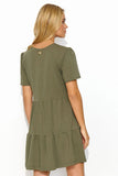 Lightweight Airy Short Dress with V-Neck and Gold Detail