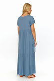 Airy Viscose Maxi Dress with Elegant V-Cut Neckline