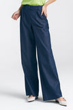Wide Leg Pants with Decorative Pleats and High Waist