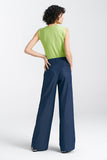 Wide Leg Pants with Decorative Pleats and High Waist