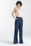 Wide Leg Pants with Decorative Pleats and High Waist