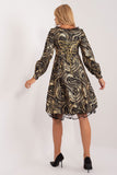 Chic Flared Evening Dress with Unique Print and Elegant Sleeves