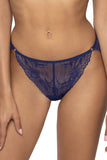 Navy Blue Lace Panties with Cutouts and Metal Rings
