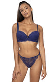 Navy Blue Lace Panties with Cutouts and Metal Rings