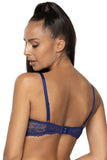 Elegant Navy Blue Lace Push-Up Bra with Removable Inserts