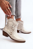 Chic Cowgirl Ankle Boots in Natural Leather for Women