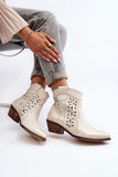 Chic Cowgirl Ankle Boots in Natural Leather for Women