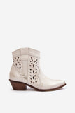Chic Cowgirl Ankle Boots in Natural Leather for Women