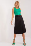 Elegant Midi Skirt with Envelope Front and Button Closure