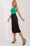 Elegant Midi Skirt with Envelope Front and Button Closure