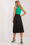 Elegant Midi Skirt with Envelope Front and Button Closure