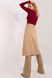 Envelope Front Midi Skirt with Button Closure and Pocket