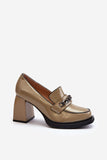 Chic Leather Platform Pumps with Chain Detail for Women