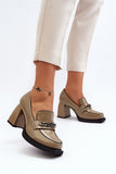 Chic Leather Platform Pumps with Chain Detail for Women