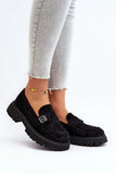 Eco-Suede Moccasins with Stylish Strap and Flat Heel