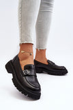 Eco Leather Moccasins with Flat Heel and Strap Detail